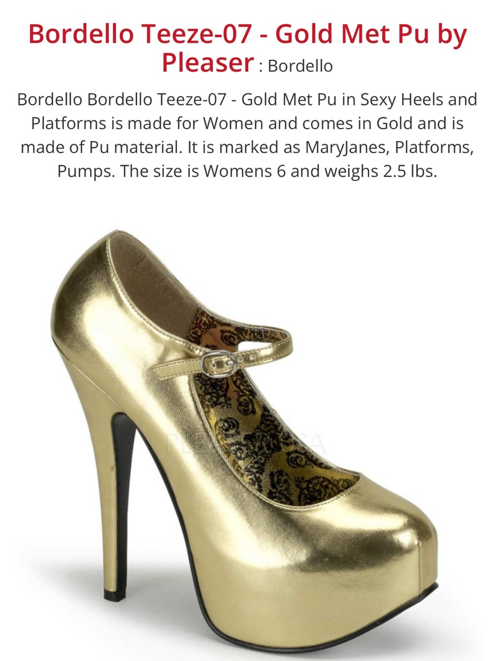 Bordello Gold Metallic Mary Jane Platform Pump